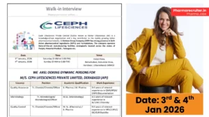 Ceph Lifesciences Private Limited Walk in Drive on 3rd & 4th Dec 2026