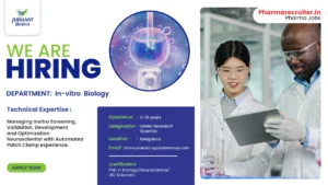 Jubilant Biosys is Hiring for Senior Research Scientist - In-vitro Biology (Neuroscientist)