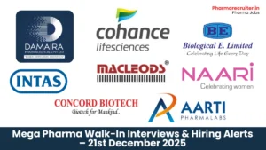 Mega Pharma Walk-In Interviews & Hiring Alerts – 21st December 2025