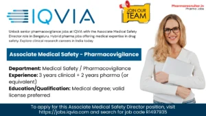 Pharmacovigilance Jobs @ IQVIA - Hiring for Associate Medical Safety Director
