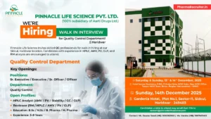 Pinnacle Life Science Hiring for Quality Control