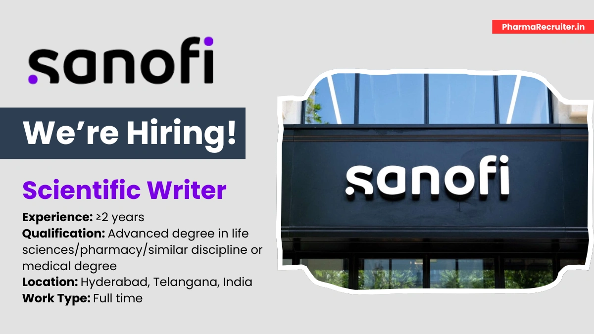 Sanofi is Hiring for Scientific Writer Job