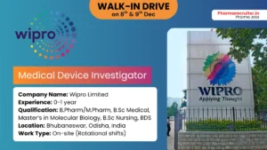 Wipro walk in interview on 8th 9th Dec 2025