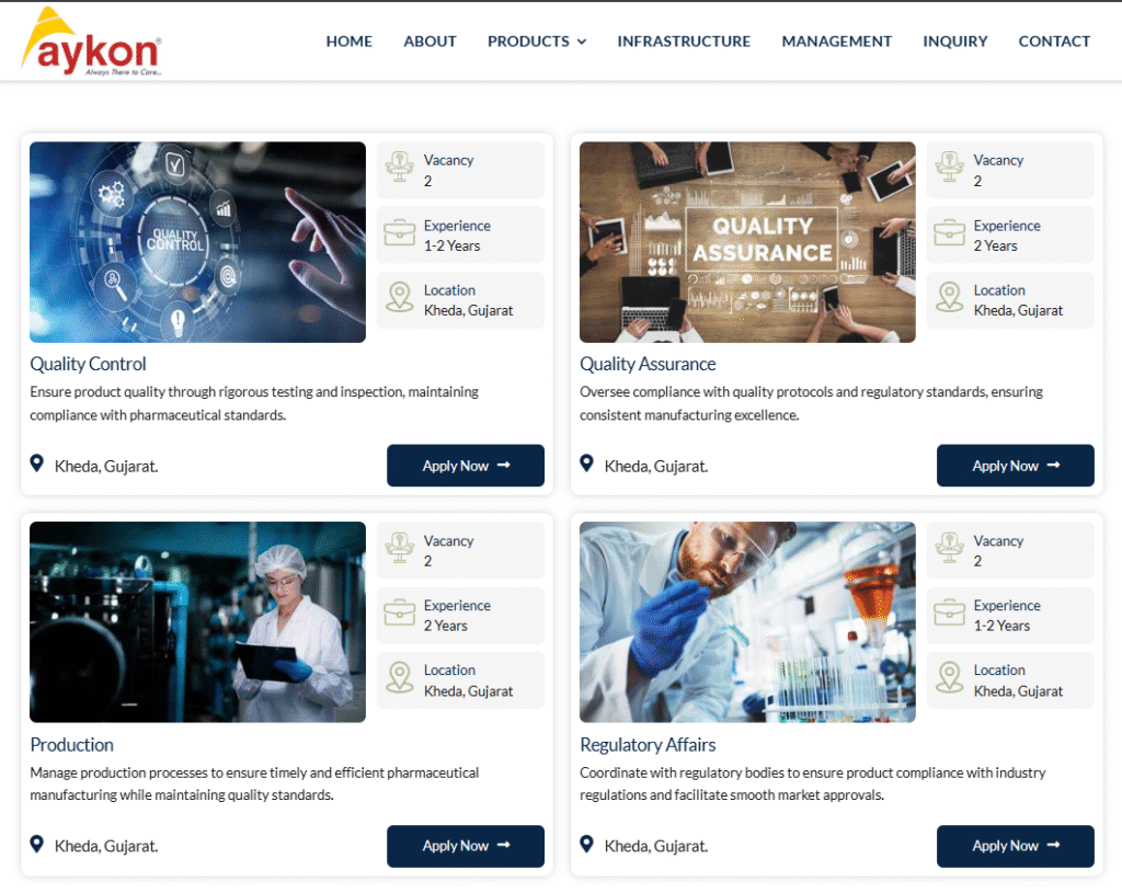 Aykon Biosciences Hiring for QA, QC, Production & Regulatory Affairs