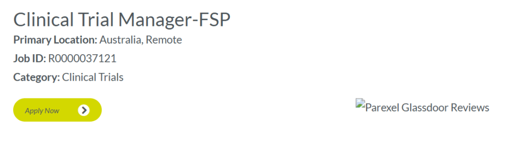 Parexel Hiring Remote Clinical Trial Manager - FSP