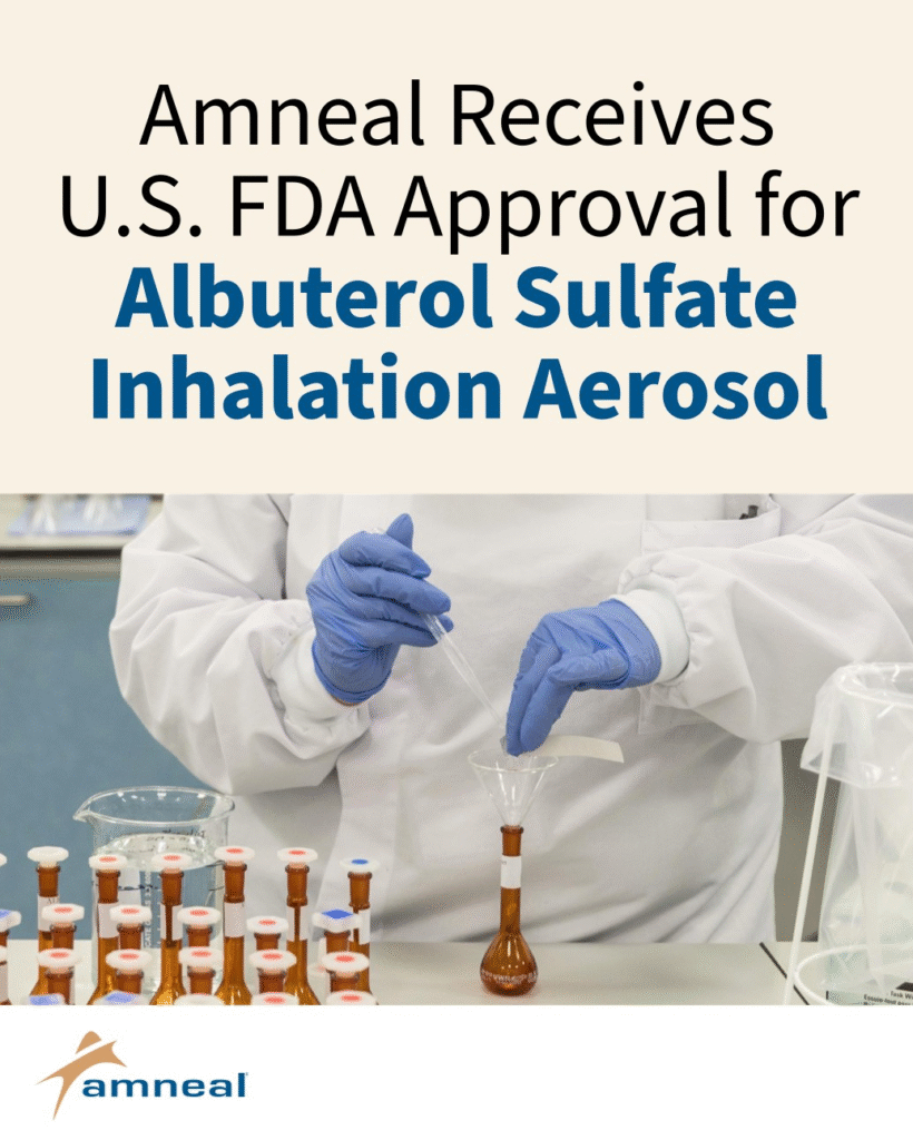Amneal Receives FDA Approval for Generic Albuterol Sulfate Inhalation Aerosol