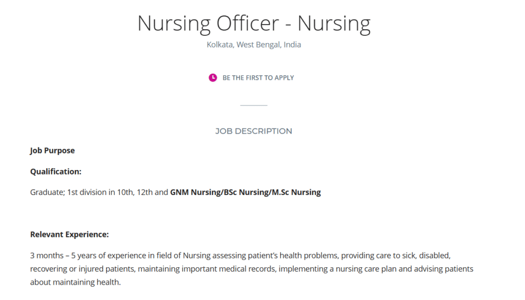 Apollo Hospitals - Hiring Nursing Officer
