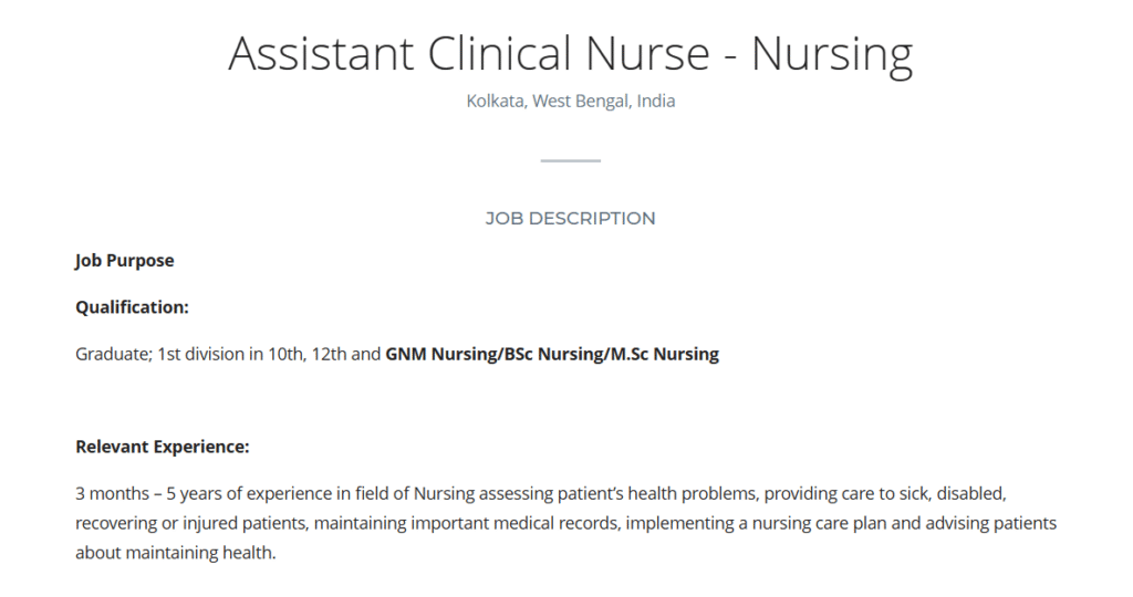 Apollo Hospitals - Hiring Assistant Clinical Nurse