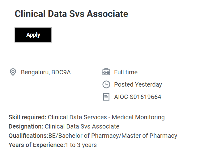 Accenture Hiring Clinical Data Services Associate