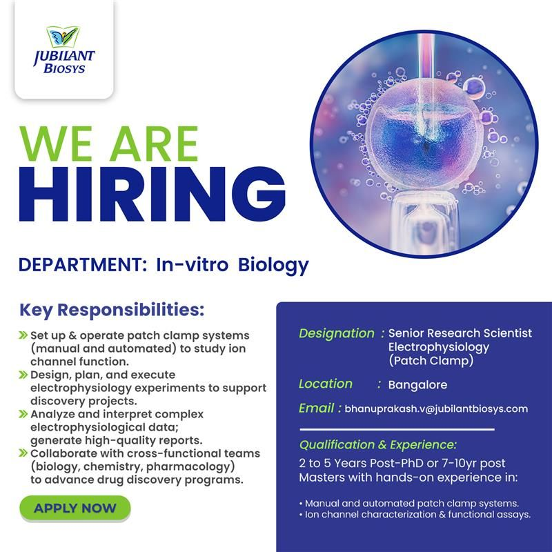 Jubilant Biosys Hiring Senior Research Scientist