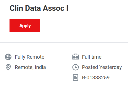 Thermo Fisher Scientific hiring Clinical Data Associate I (R-01338259)