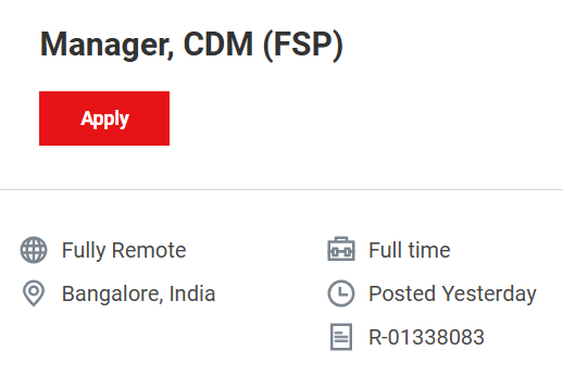 Thermo Fisher Scientific Hiring for Manager, CDM (FSP)