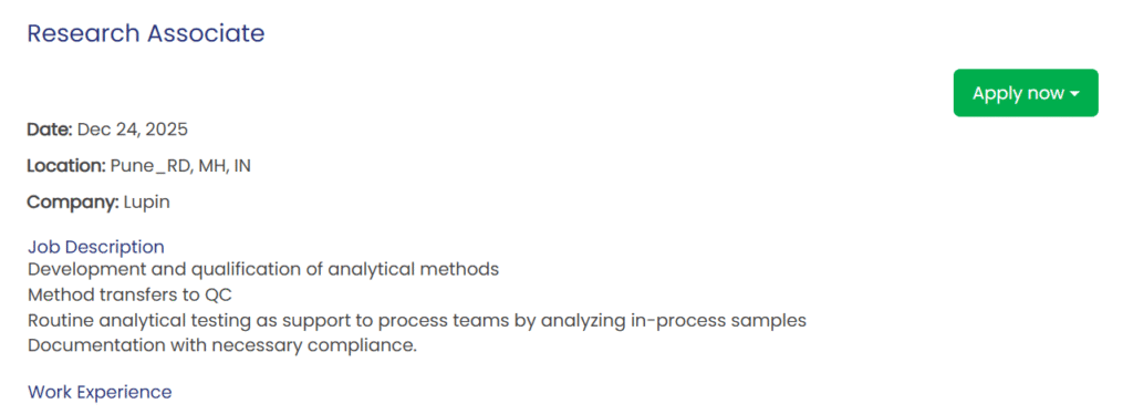 Lupin Pharma Jobs in Pune 2025: Trainee Officer Production