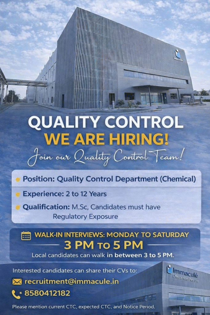 Immacule Lifesciences Walk in Drive