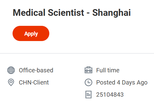 Syneos Health Hiring Medical Scientist Job in Shanghai 2025