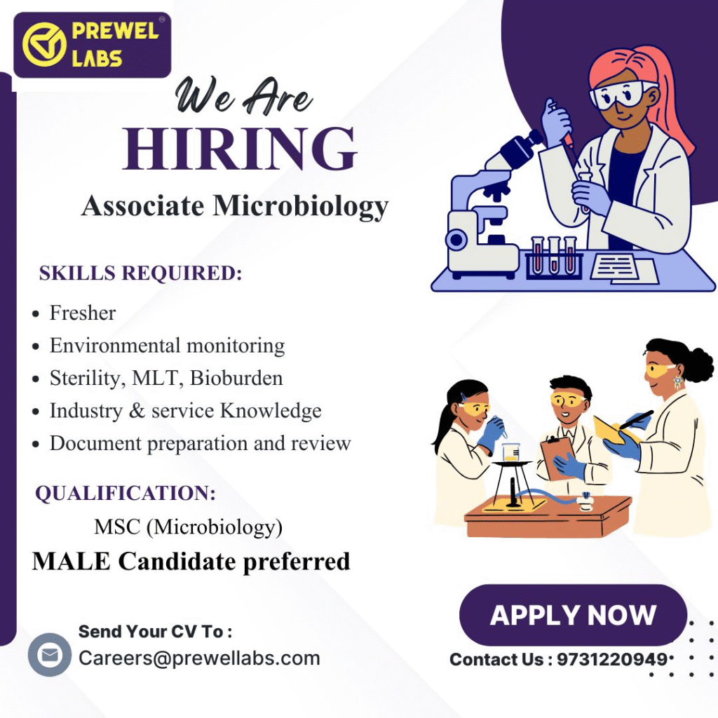 Prewel Labs - Job Openings for Associate Microbiology Fresher Jobs in Bengaluru 2026
