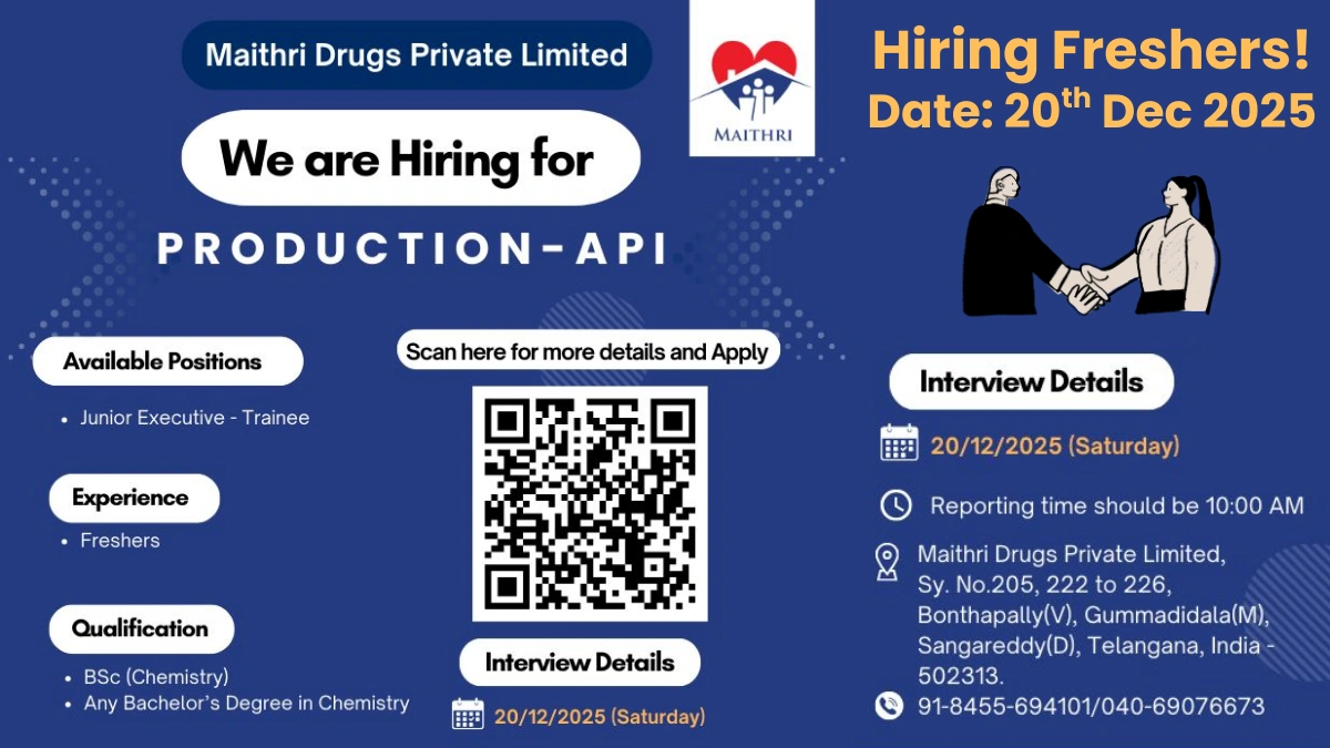 maithri-drugs walk in drive on 20th Dec 2025