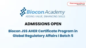 Biocon JSS AHER Certificate Program
