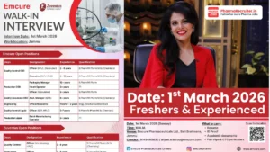 Emcure & Zuventus Walk-in Interview – QC, Production, QA & Engineering Jobs