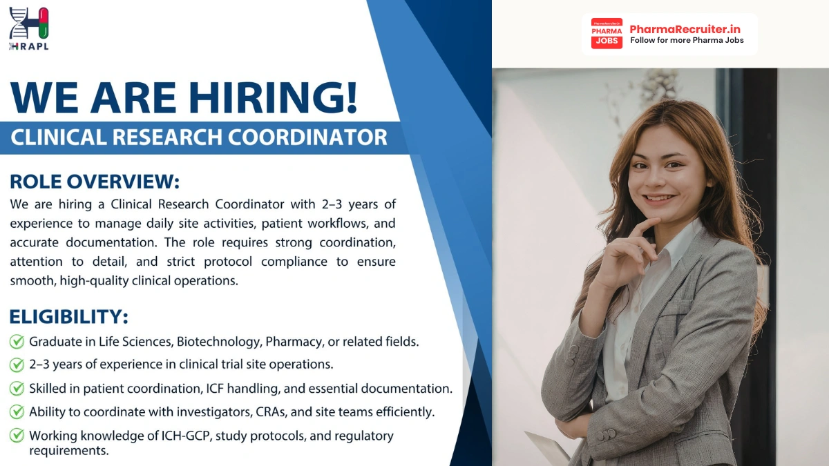 HRAPL Walk-in – Clinical Research Coordinator Job in Nagpur