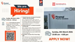 Piramal Pharma Limited Walk-in Interview – Analytical R&D, Synthetic R&D & Process Engineering Jobs in Hyderabad