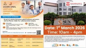 Sun Pharma Walk-in Interview – Production & Quality Control Jobs