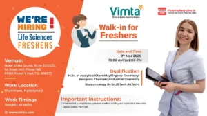 Vimta Labs Walk-in Interview – Life Sciences Freshers Jobs in Hyderabad