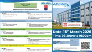 Alembic Pharmaceuticals Walk-in Interview Drive – Production (API) & ADL Roles