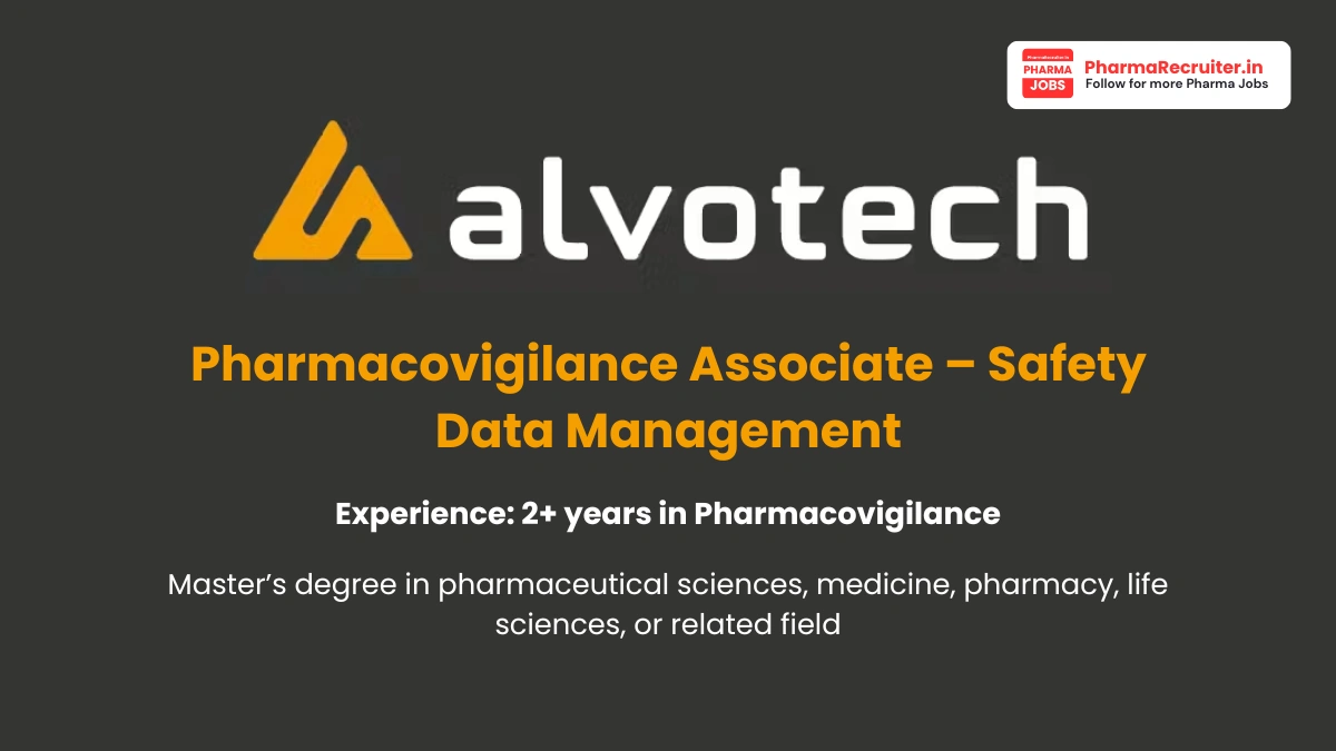 Alvotech Hiring for Pharmacovigilance Associate – Safety Data Management