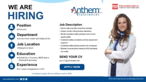Anthem Biosciences Executive EHS Job Opening 2026
