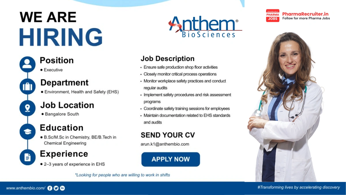 Anthem Biosciences Executive EHS Job Opening 2026
