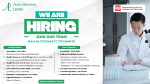 Arene Lifesciences Limited Walk-in Interviews – Multiple Openings in Production, QA, QC, R&D, Engineering & More (20th–27th March 2026)