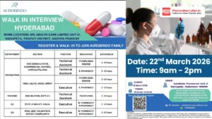 Aurobindo Pharma - Hiring for Production, Packing, QA & QC Jobs