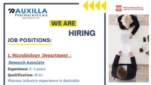 Auxilla Pharmaceuticals And Research LLP – Hiring Research Associate in Microbiology Department