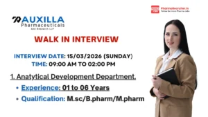 Auxilla Pharmaceuticals Walk-in Interview 2026