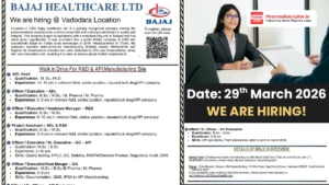 Bajaj Healthcare Ltd. Walk-in Interview – R&D, ADL, QC, QA & API Production Roles