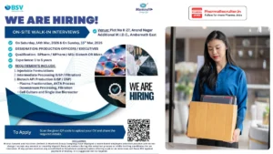 Bharat Serums and Vaccines Limited (BSV) Walk-In Interviews 14th & 15th March 2026