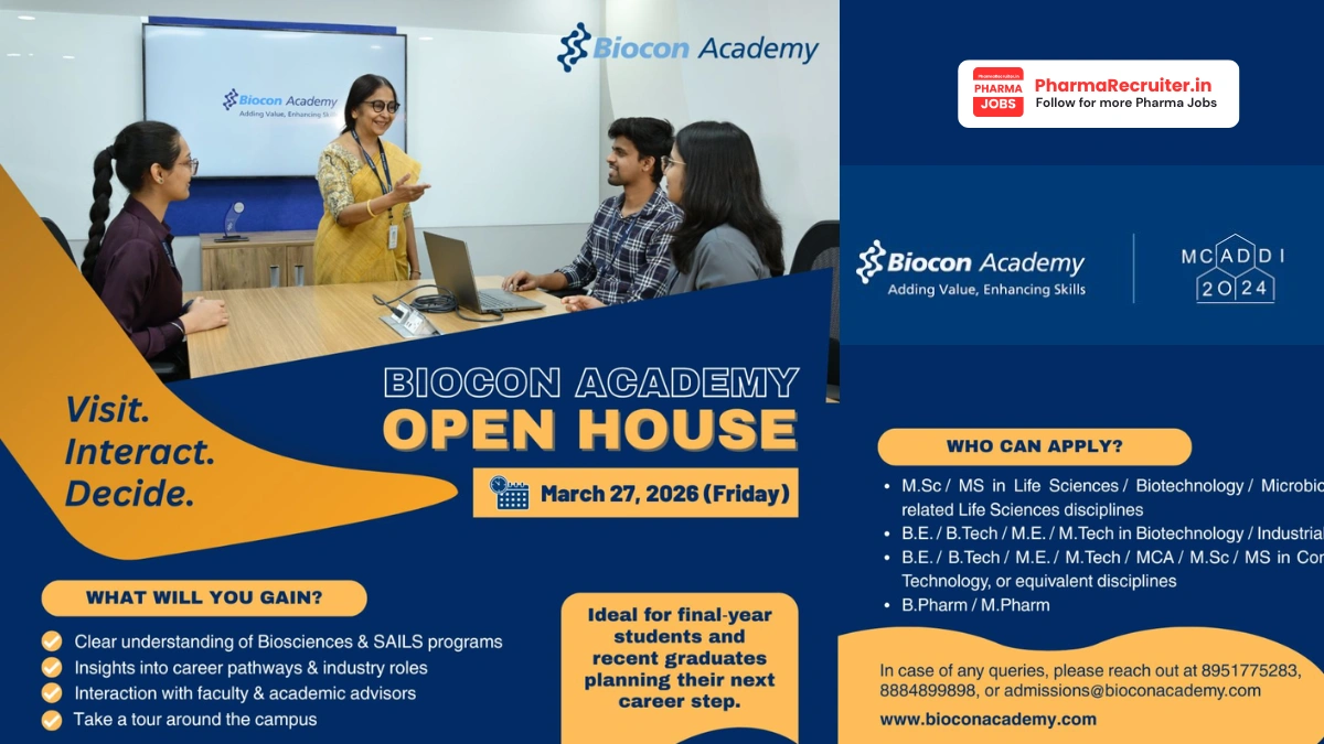 Biocon Academy Open House – March 27, 2026