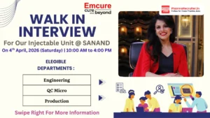 Emcure Pharmaceuticals Walk-in Drive for Engineering, QC Microbiology, and Production Roles