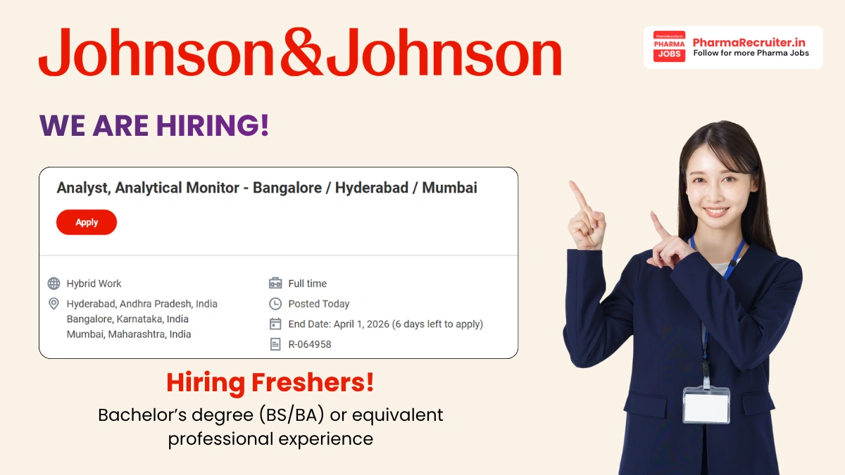 Johnson & Johnson Hiring – Analyst, Analytical Monitor