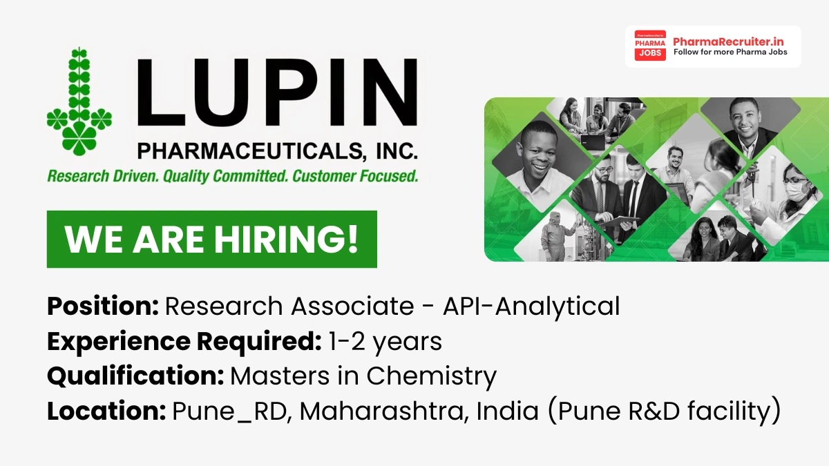 Limited is hiring a Research Associate in API-Analytical