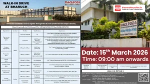 Macleods Pharmaceuticals Walk-In Interview Drive on 15th March 2026