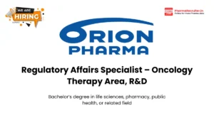 Orion Pharma Hiring for Regulatory Affairs Specialist