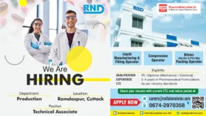 RND Laboratories Hiring – Technical Associate & Operator Roles in Production