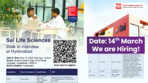 Sai Life Sciences Walk-in Interview – PRD, ARD, PE & Med Chem Roles