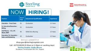 Sterling Hospital Sindhu Bhavan, Ahmedabad – Walk-in & Email Applications Open for Multiple Healthcare Roles