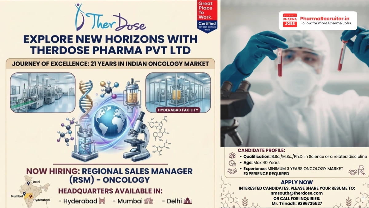 TherDose Pharma Pvt Ltd Hiring – Regional Sales Manager (RSM) – Oncology – Delhi