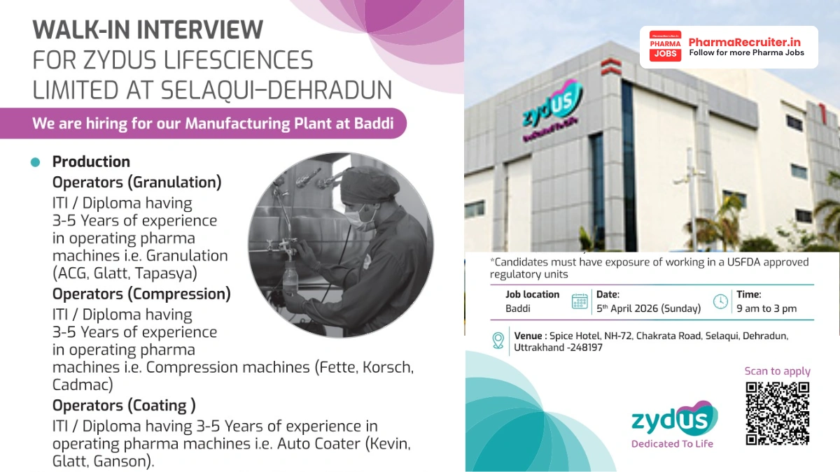 Zydus Lifesciences Walk-in Interview 2026