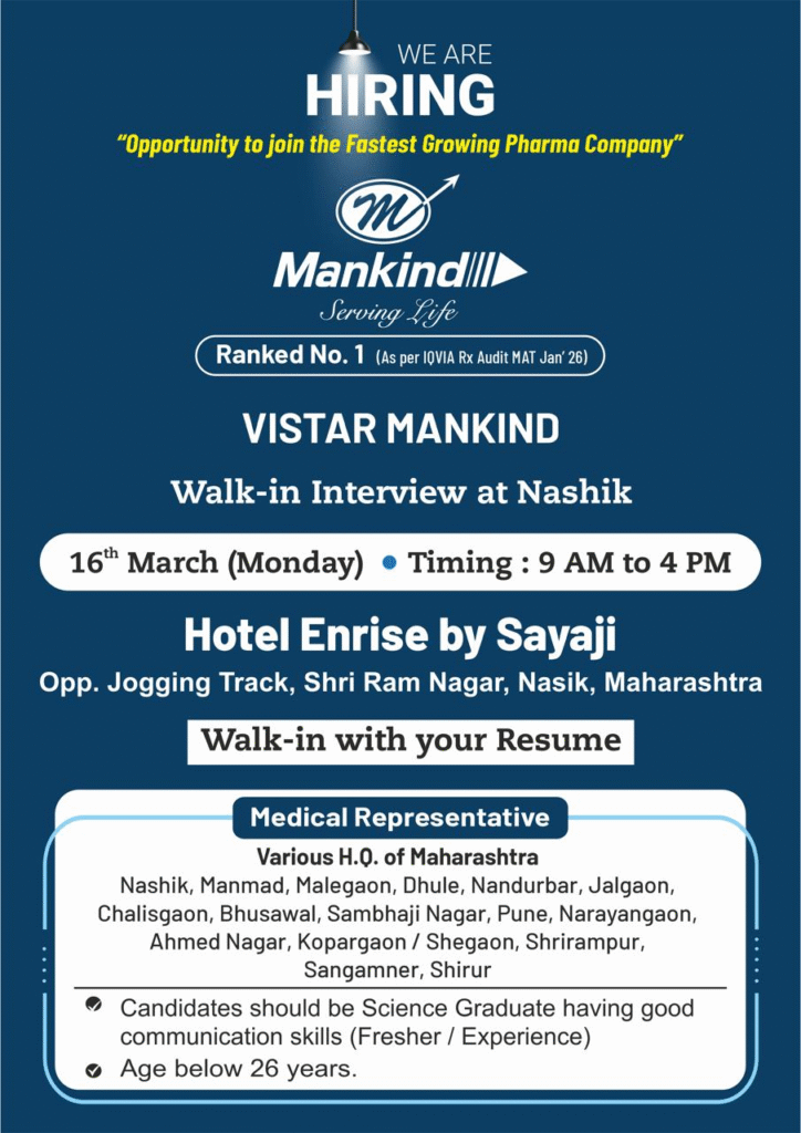 Mankind Pharma Walk-in Interviews