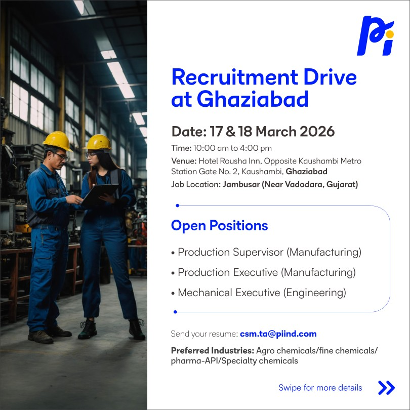 PI Industries Recruitment Drive Hiring for Production and Mechanical Roles